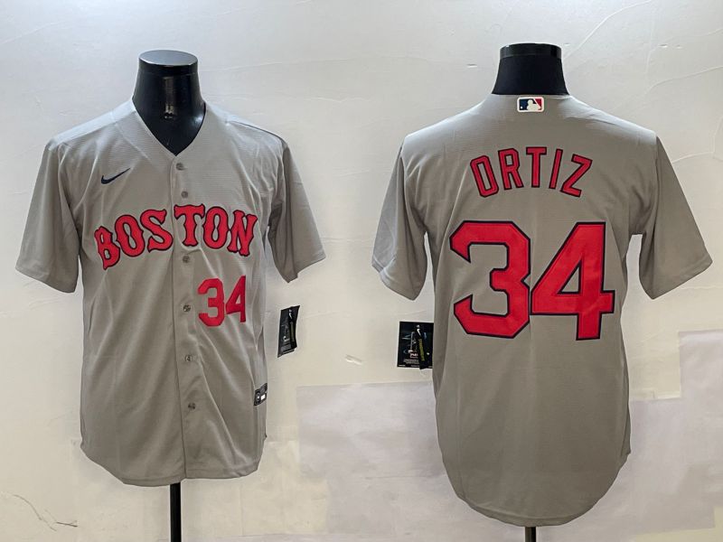 Men Boston Red Sox #34 Ortiz Grey Game 2025 Nike MLB Jersey style 3->boston red sox->MLB Jersey
